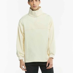 Seam-Detail Polo Collar Half-Zip Sweatshirt