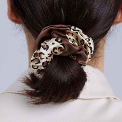 Silk Two-Tone Leopard Scrunchie