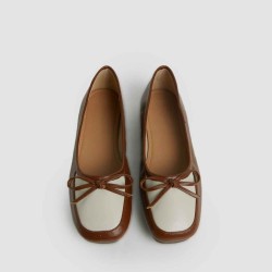 Bow Tie Square Toe Flat Single Shoes